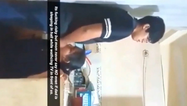 Freaky Mom Laughs While Son Blows A Load Into Her Mouth