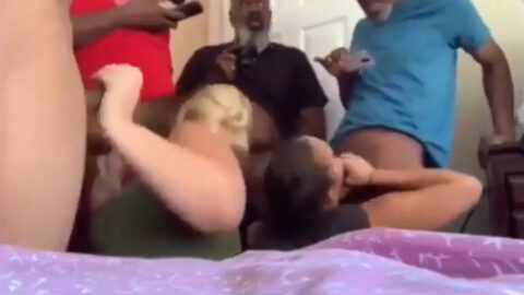 Mother and daughter interracial blowbang!