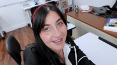 Naughty sister paying off her lost bet to big brother in empty classroom taboo sibling roleplay scene
