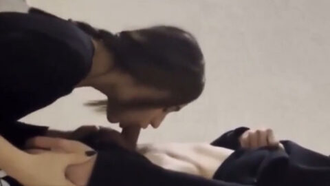 Slutty sister on her knees sucking her real brother's thick dick in a taboo home video