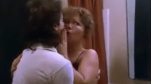 Retro mom and son sharing a forbidden moment in classic vintage taboo film
