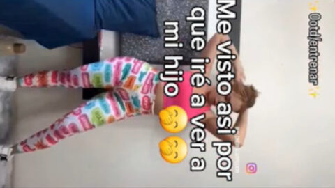 Amateur mother straddling her son on a yoga mat during taboo home gym fuck